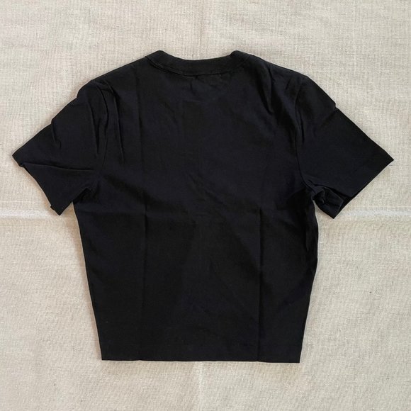 T by Alexander Wang, Short Sleeve Crop T-Shirt w/ Silk Ties , Black, XS - Picture 2 of 6